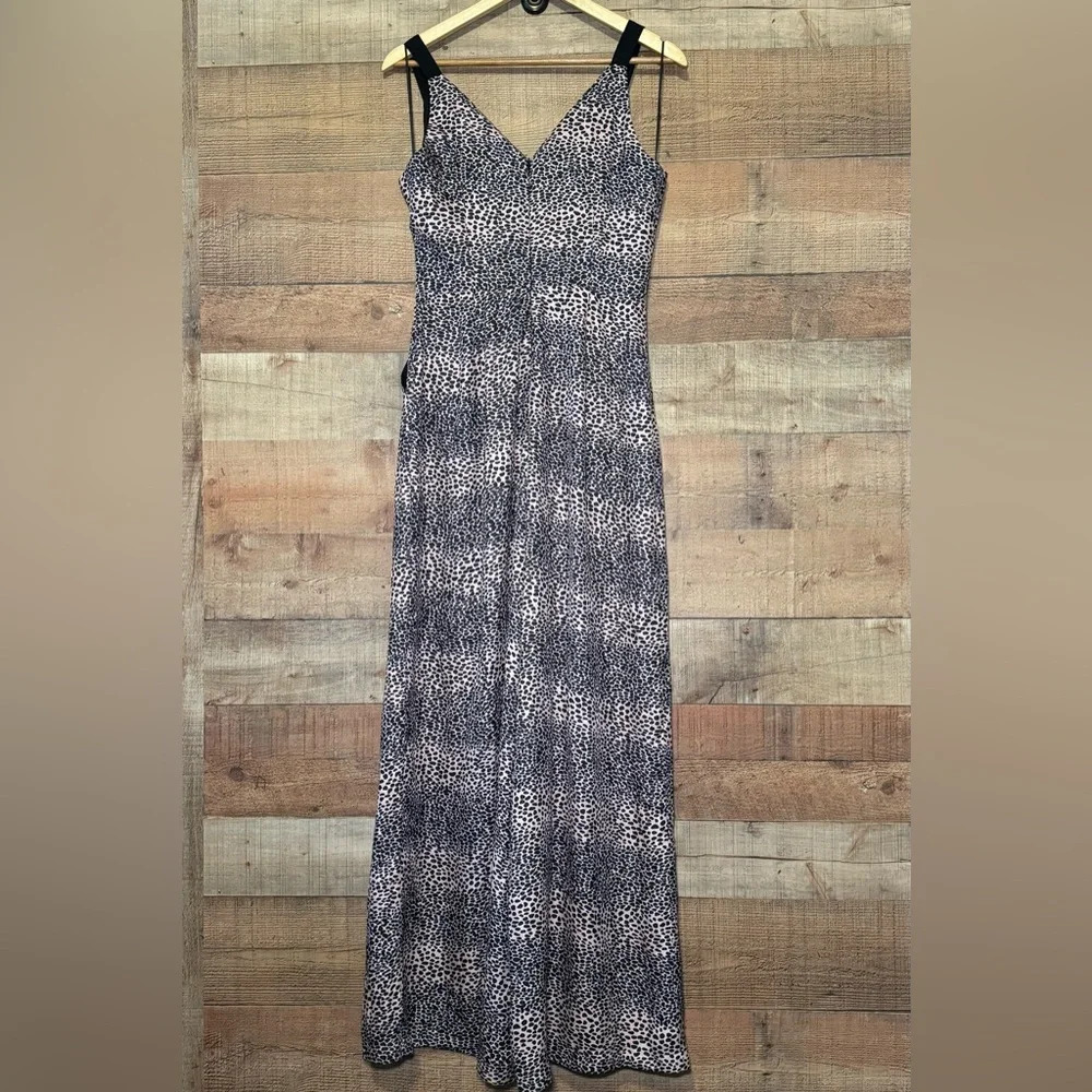 Anthropologie Harlyn Wide Leg Pink & Black Animal Print Jumpsuit *No Size Tag* - Picture 2 of 8